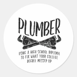 Sticker Rond Funny Plumber
