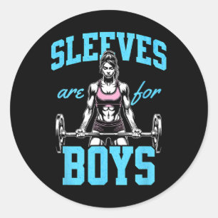 Sticker Rond Funny Poids Bodybuilding Femme Manches Jok