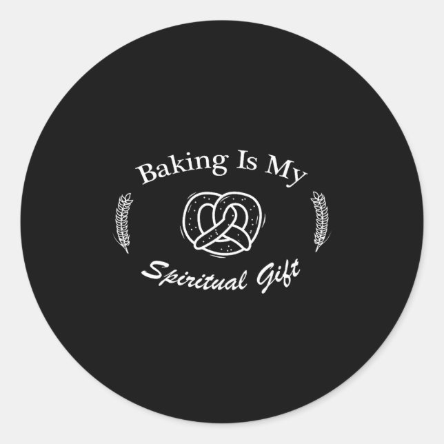 Sticker Rond Funny Quote Baking Is My Sritual Gift For Pastry L (Devant)