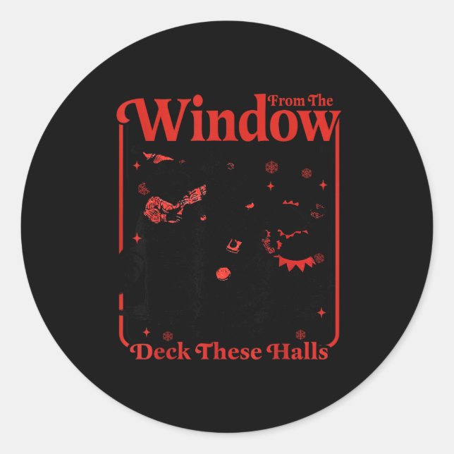 Sticker Rond Funny Raccoon Christmas I'm About To Deck These Ha (Devant)