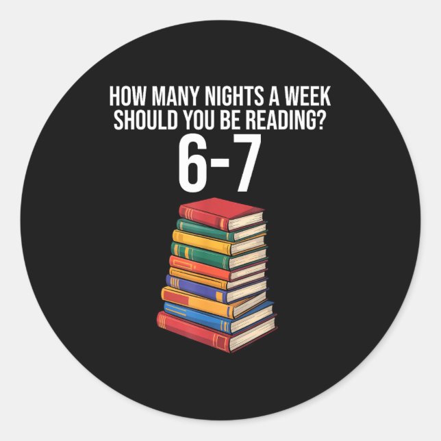 Sticker Rond Funny Reading Book Teacher 67 Six Seven Meme  (Devant)
