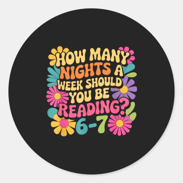 Sticker Rond Funny Reading Book Teacher 67 Six Seven Meme  (Devant)