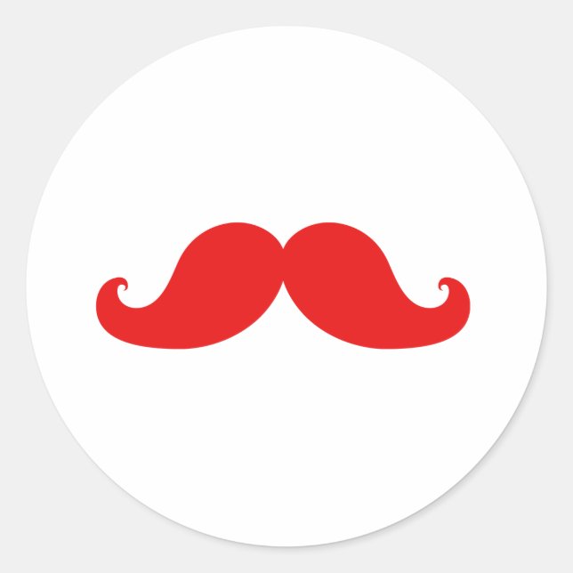 STICKER ROND FUNNY RED MUSTACHE (Devant)