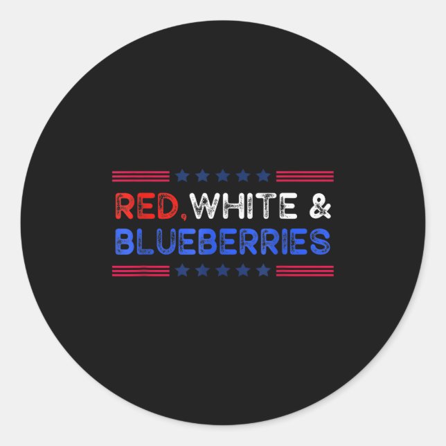Sticker Rond Funny Retro Red, White And Blueberries Patriot  (Devant)