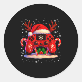 Sticker Rond Funny Rudolph Game Controller Christmas Xmas Boy K