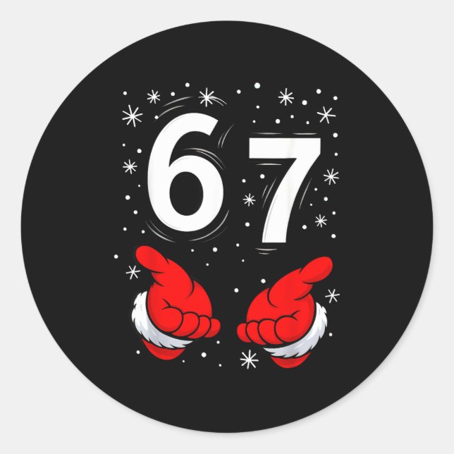 Sticker Rond Funny Santa 6 7 Meme Six Seven Christmas 67 Italia (Devant)