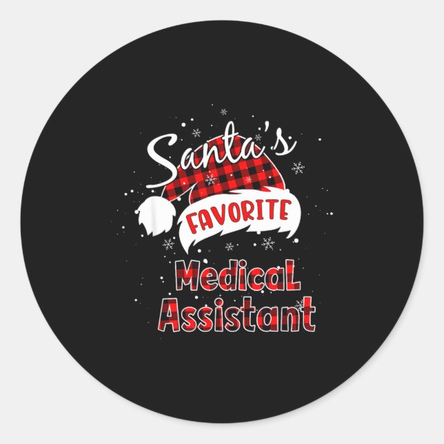 Sticker Rond Funny Santa's Favorite Medical Istant Christmas Pa (Devant)