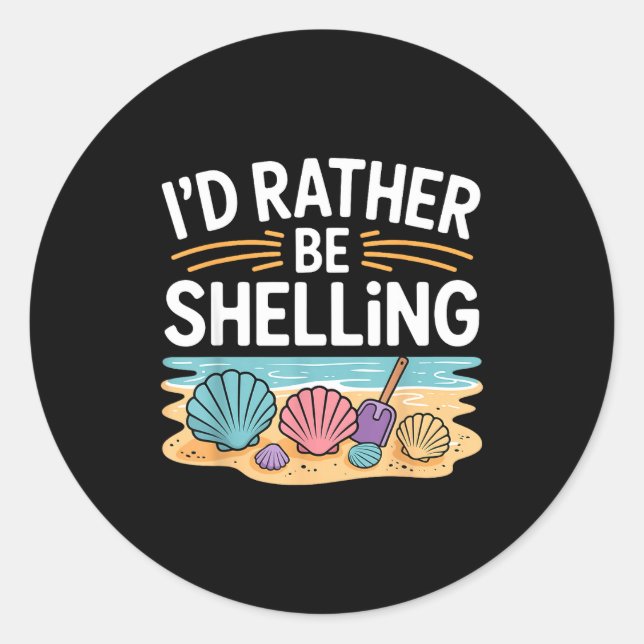 Sticker Rond Funny Seashell Design For Men Women Sea Shell Seas (Devant)