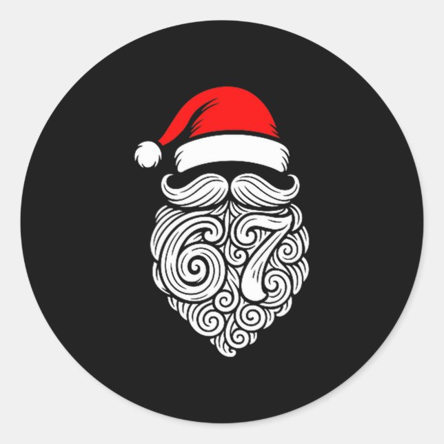 Sticker Rond Funny Six Seven 6 7 Meme Santa Christmas Shirt Men (Devant)