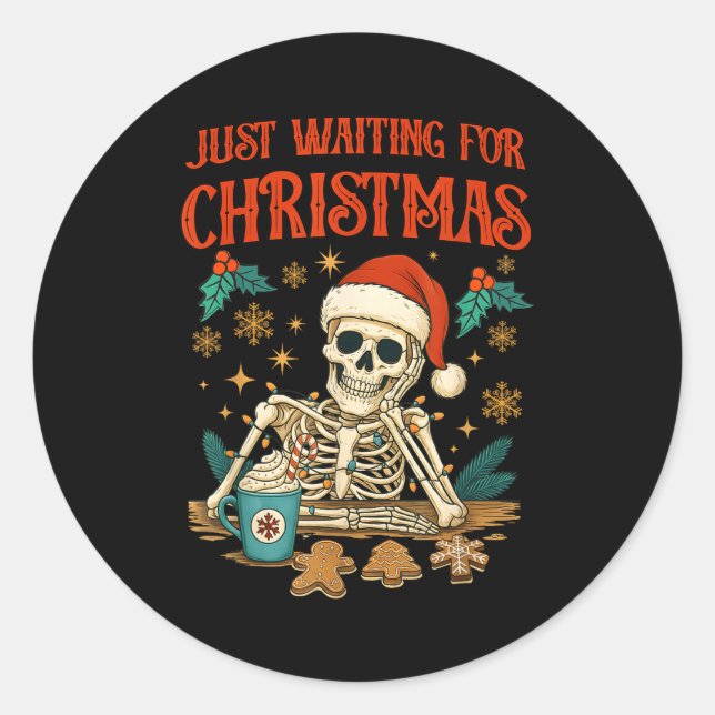 Sticker Rond Funny Skeleton Christmas  (Devant)