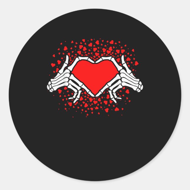 Sticker Rond Funny Skeleton Jour des Valentines du Coeur de la  (Devant)