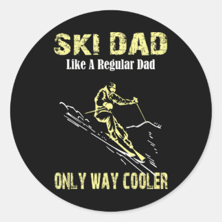 Sticker Rond Funny Ski Papa Skier pour pères Ski