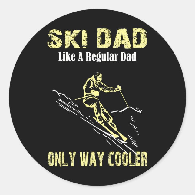 Sticker Rond Funny Ski Papa Skier pour pères Ski (Devant)
