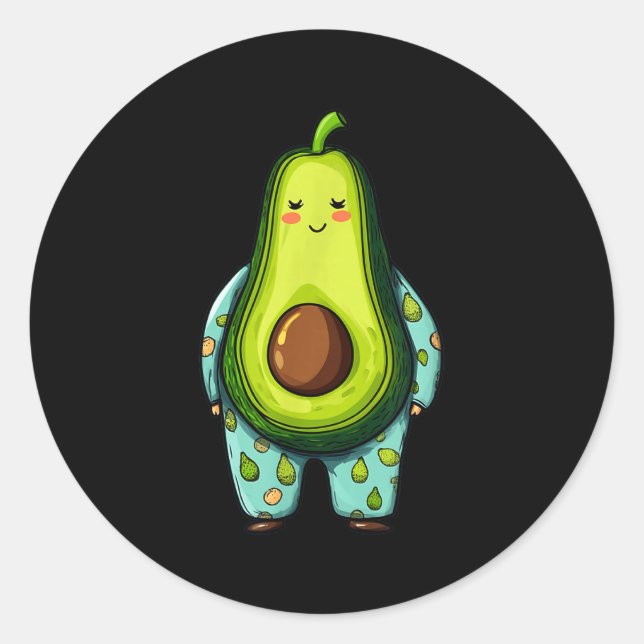 Sticker Rond Funny Sleepy Avocado In Pajama Costume For Boys An (Devant)