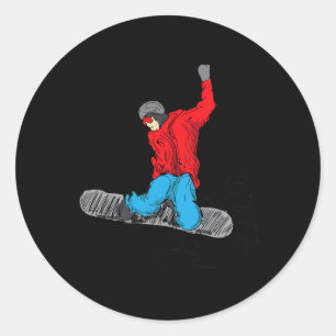 Sticker Rond Funny Snowboard Shirt - Amateurs de snowboard Gif