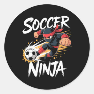 Sticker Rond Funny Soccer Ninja Tee joueur de football garçon e