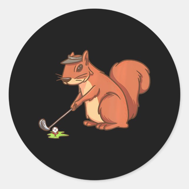 Sticker Rond Funny Squirrel Golf Ball s pour Golfer (Devant)