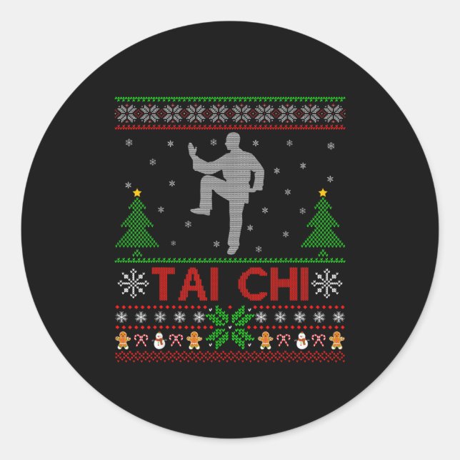 Sticker Rond Funny Srts Lover Santa Ugly Tai Chi Christmas  (Devant)