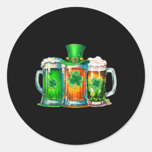 Sticker Rond Funny St Patrick Day Irish Irlande Drapeau Bière v