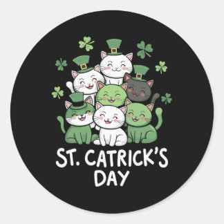 Sticker Rond Funny St Patricks Catricks Day Cats St Patricks Da