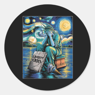 Sticker Rond Funny Statue Des Crimes De Liberté, Van Gogh Starr
