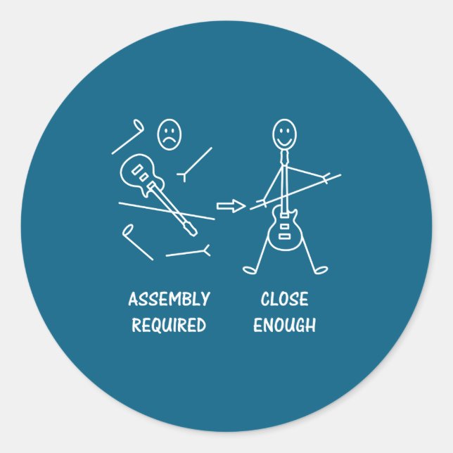 Sticker Rond Funny Stickman Guitarist Embly  (Devant)