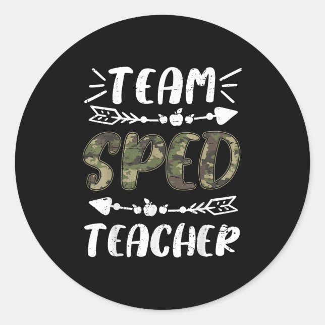 Sticker Rond Funny Team Sped Teacher Camo Teacher Student Back  (Devant)