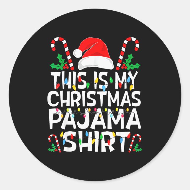 Sticker Rond Funny This Is My Christmas Pajama Sweater For Chri (Devant)