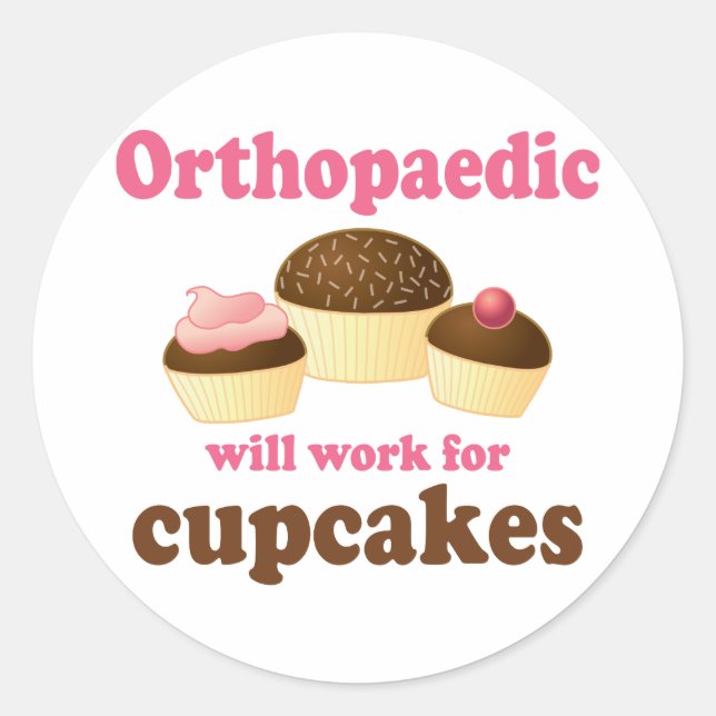 Sticker Rond Funny travaillera pour Cupcakes Orthopédique (Devant)