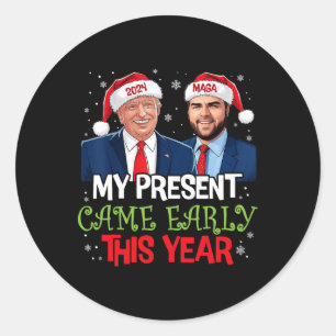 Sticker Rond Funny Trump Noël est arrivé au début de cette anné