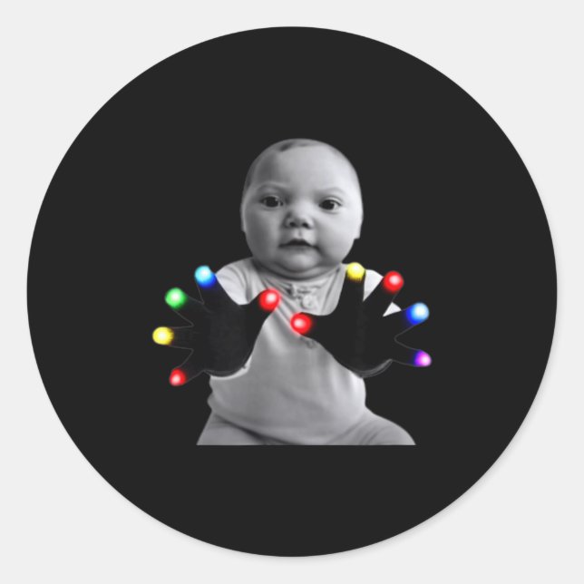Sticker Rond Funny Tuff Baby Ai Gloving Meme  (Devant)