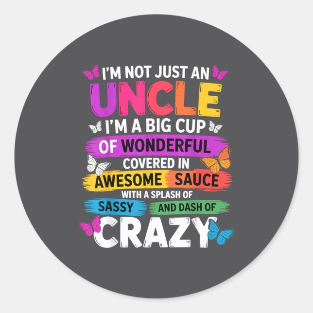 Sticker Rond Funny Uncle Quote Sy Cool Uncle Men  (Devant)