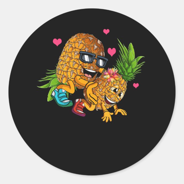 Sticker Rond Funny Upside Down Pineapper Swinger Mème Fruit Gra (Devant)