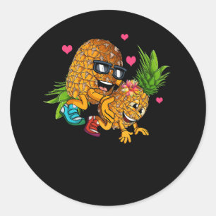 Sticker Rond Funny Upside Down Pineapper Swinger Mème Fruit Gra