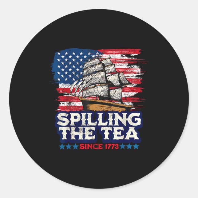 Sticker Rond Funny Us History Teacher Boston Slling The Tea Sin (Devant)