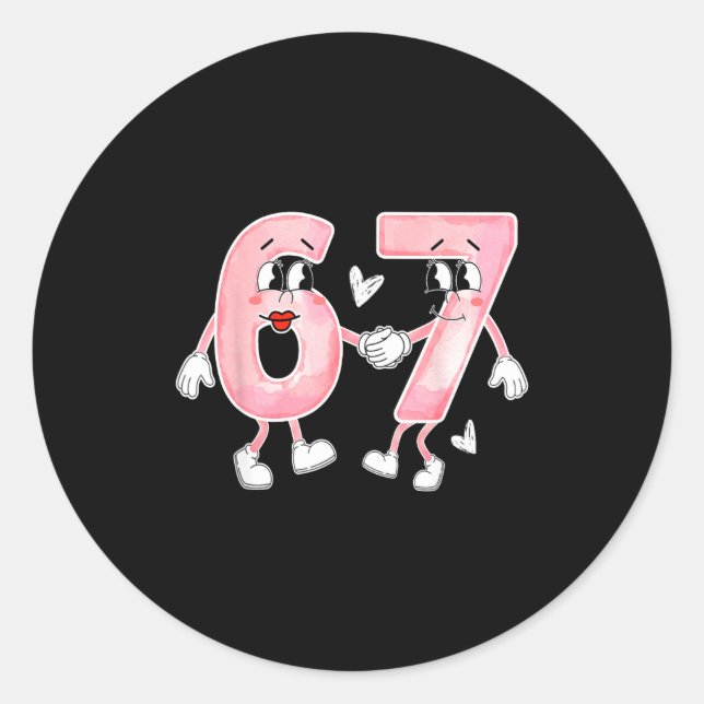 Sticker Rond Funny Valentine's Day 6 7 Six Seven Meme Valentine (Devant)