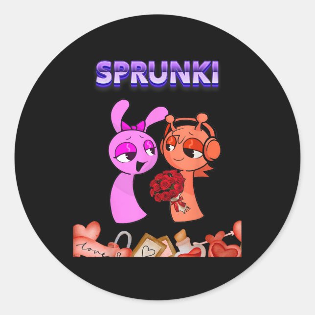 Sticker Rond Funny Valentines Day Sprunki Coeur Pour Enfants Fi (Devant)