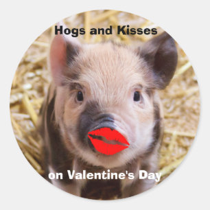 Sticker Rond Funny Valentines Jour mignonne Petit Piglet