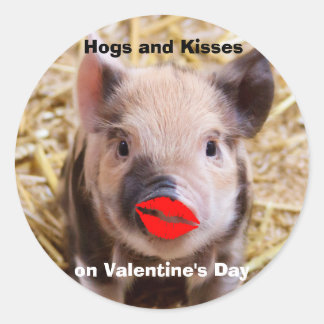 Sticker Rond Funny Valentines Jour mignonne Petit Piglet