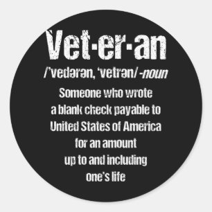 Sticker Rond FUNNY VETERAN American Veterans Gift Veterans Day