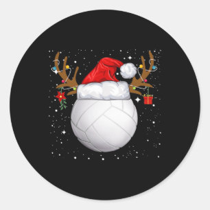 Sticker Rond Funny Volley Santa Hat