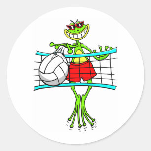 Sticker Rond Funny Volleyball