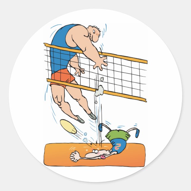 Sticker Rond Funny Volleyball (Devant)