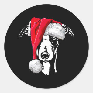 Sticker Rond Funny Whippet Père Noël Christmas Chien Maman Cade