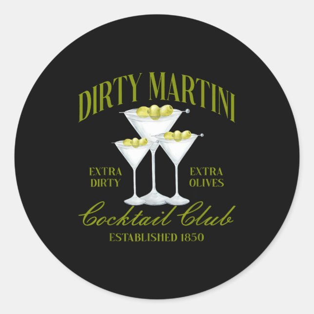 Sticker Rond Funny Womens Dirty Martini Social Club Drinking Ta (Devant)