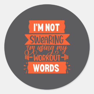 Sticker Rond Funny Workout Words Orange Gym 