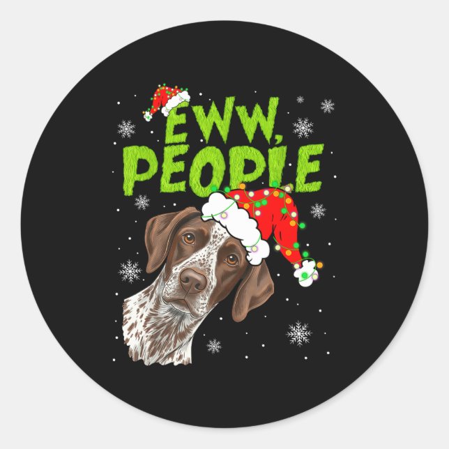 Sticker Rond Funny Xmas Ew People Gsp Dogs Lover Pajamas Men Wo (Devant)