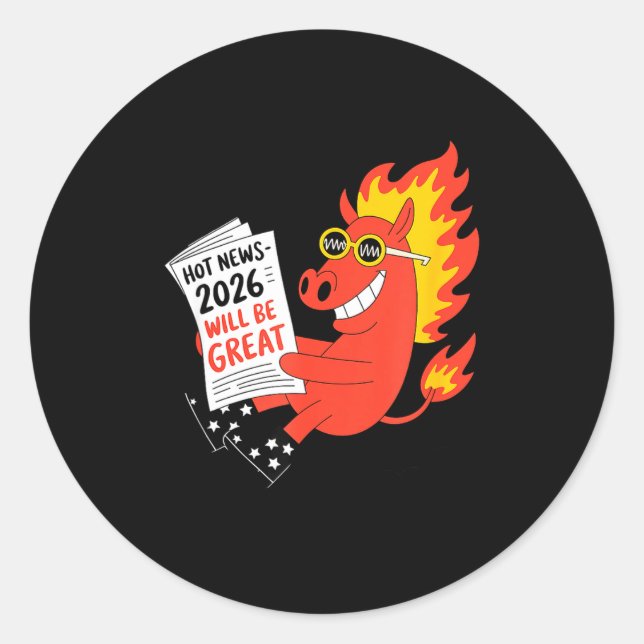 Sticker Rond Funny Year Of The Horse – Chinese Zodiac New Year  (Devant)