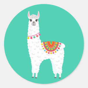 Sticker Rond Funy Alpaca llama drama cute animal