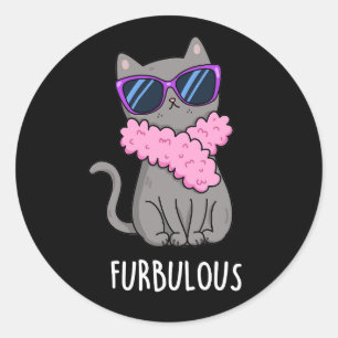 Sticker Rond Furbulant amusant élégant jeu de chatons Dark BG